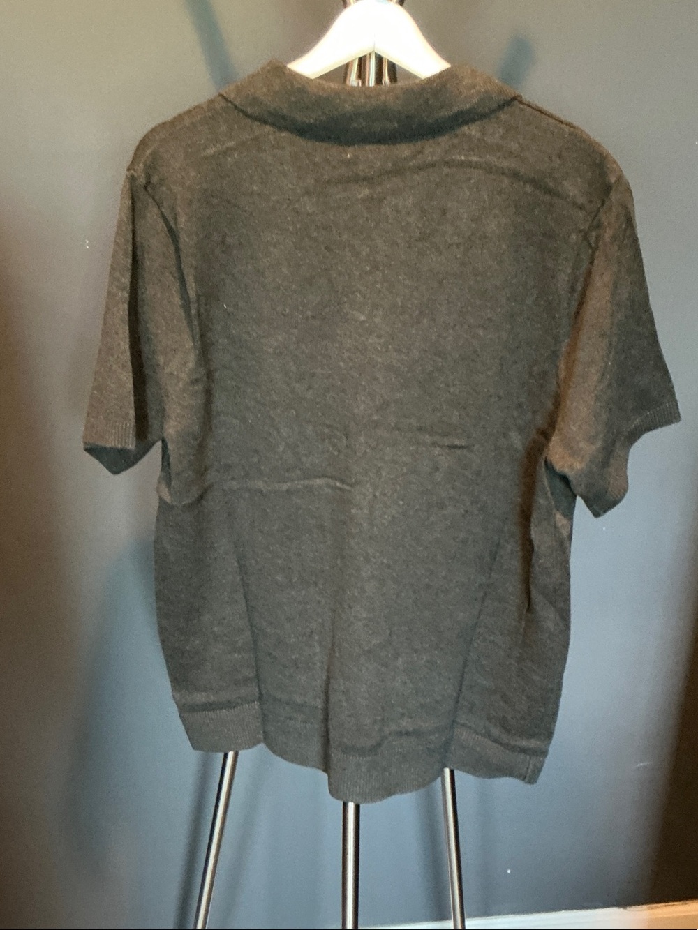 Men's Dark Charcoal Knit Polo - Picture 7 of 9